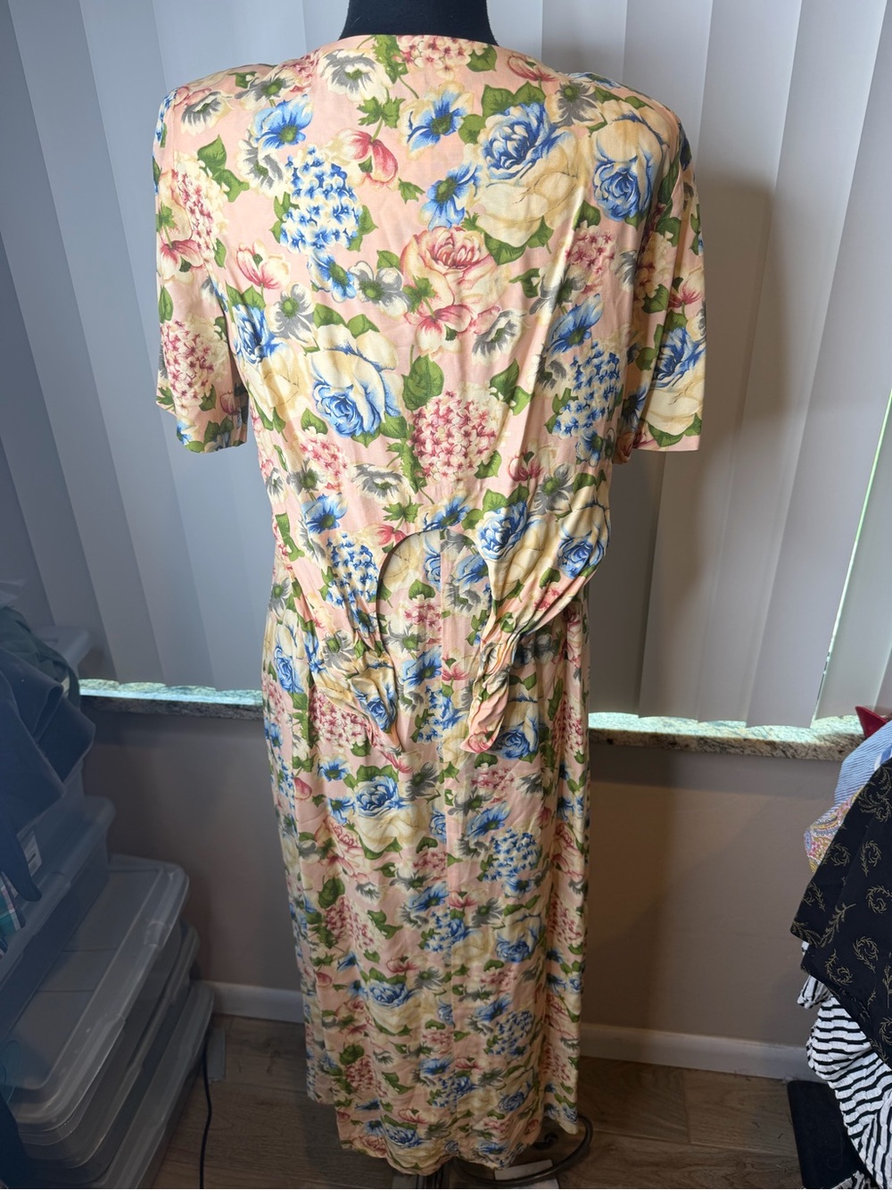 Vintage Liz Claiborne Prach Floral Button-Front Midi Dress Tie Back Size 8 - Picture 5 of 7